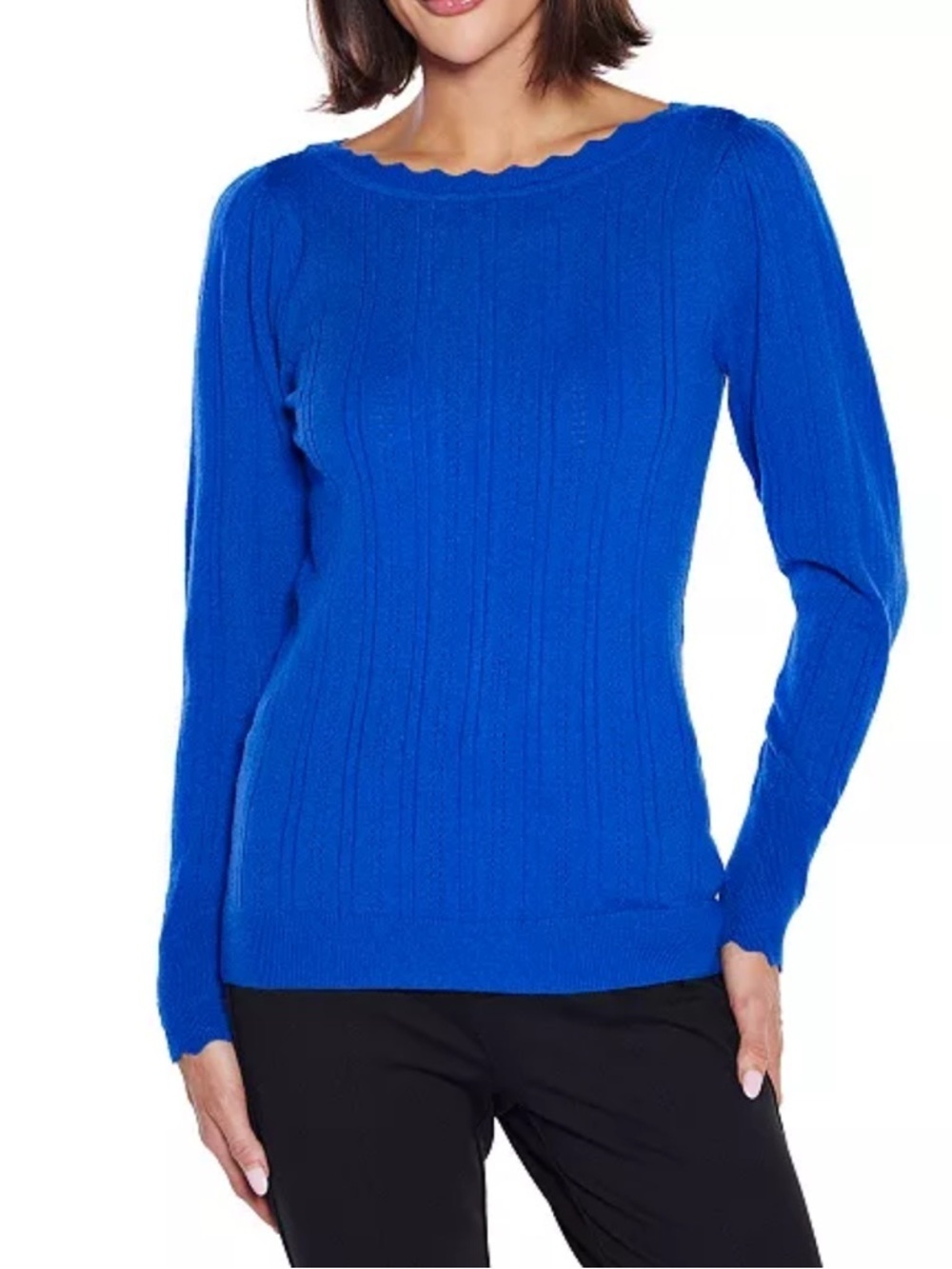Belldini
Women's Scalloped-Trim Boat Neck Sweater